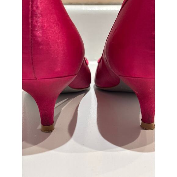 MARTINEZ VALERO Fuschia Satin Jeweled Pointed Toe Pumps 8.5 - Picture 5 of 8